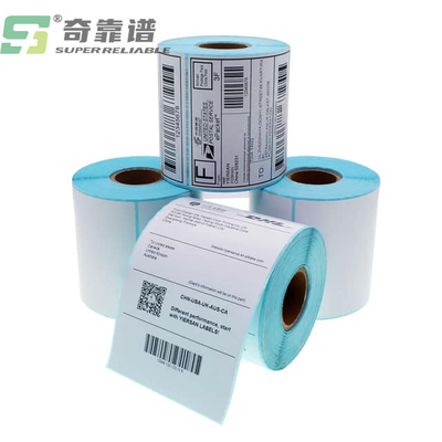 La termal adhesiva etiqueta etiquetas de código de barras termales de las etiquetas de la escala con el trazador de líneas azul del papel cristal