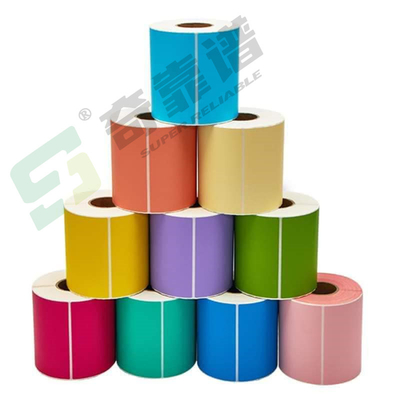 Etiqueta de papel térmico rojo verde azul amarillo naranja Etiqueta térmica DT