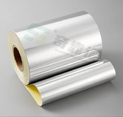 Etiquetado adhesivo de película de PP mentalizado de plata brillante, material de etiqueta en rollo WG4633