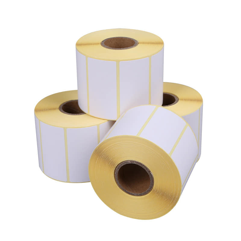 Adhesivo de código de barras libre de BPA adhesivos térmicos adhesivos de bolsas adhesivos con revestimiento de vidrio amarillo o azul