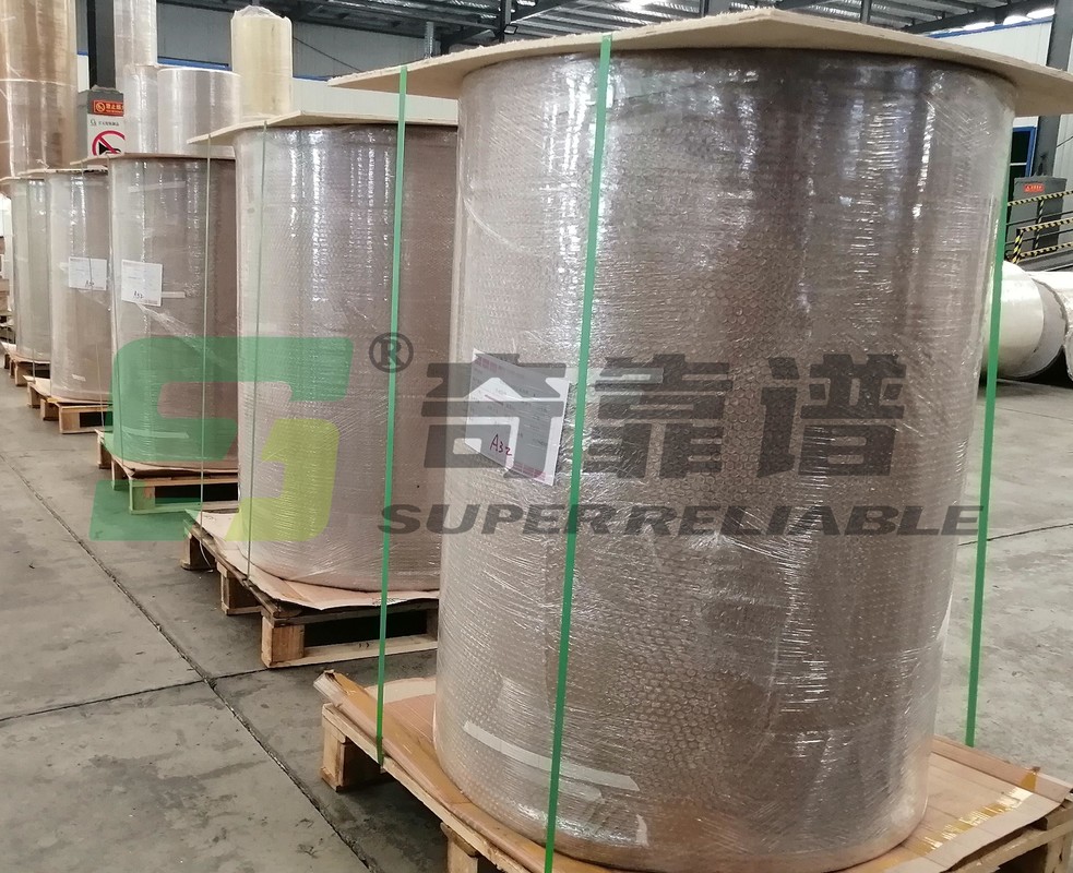 Papel semibrillante adhesivo de transferencia térmica, papel de transferencia térmica adhesivo, material para etiquetas adhesivas, rollo gigante HM1133